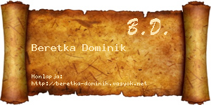 Beretka Dominik névjegykártya